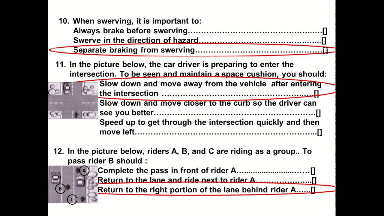 california motorcycle license test questions